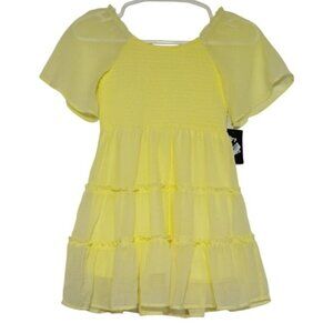 Yellow Art Class Girls Recycled Polyester Smocked Ruffle Dress S (6/7). NWT